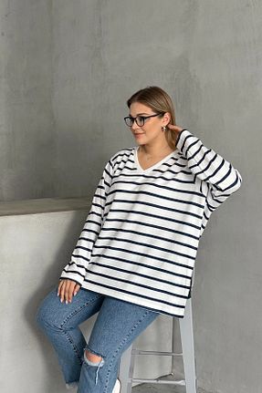 تیشرت سایز بزرگ سرمه ای زنانه سایز بزرگ Stil Diva - کد 865032771