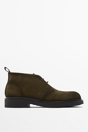 بوت / نیم بوت خاکی مردانه چرم خالص Massimo Dutti - کد 881667885