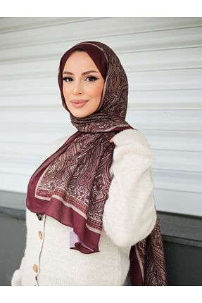 روسری زرشکی پلی استر efdal şal eşarp - کد 881667421