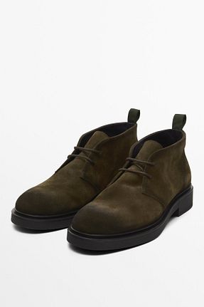 بوت / نیم بوت خاکی مردانه چرم خالص Massimo Dutti - کد 881667885