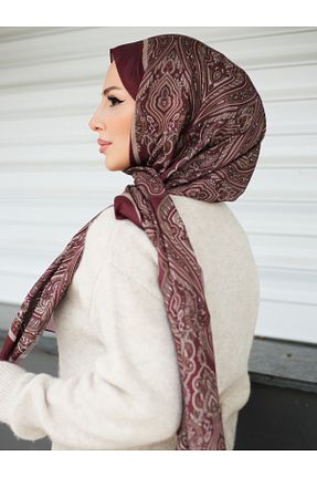 روسری زرشکی پلی استر efdal şal eşarp - کد 881674651