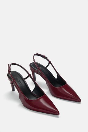 کفش پاشنه بلند کلاسیک زرشکی زنانه پلی اورتان Pull & Bear - کد 881675145