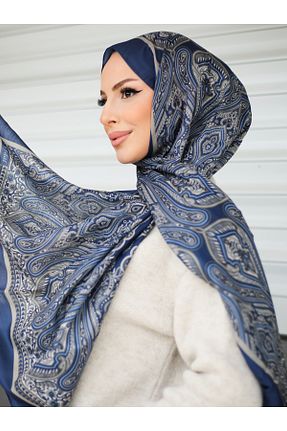 روسری سرمه ای پلی استر efdal şal eşarp - کد 881674685