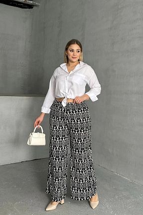 شلوار سایز بزرگ مشکی زنانه بافتنی Stil Diva - کد 857544594