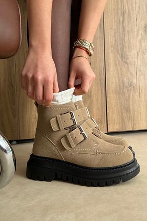 بوت / نیم بوت بژ زنانه چرم مصنوعی Mupa Shoes - کد 882160500