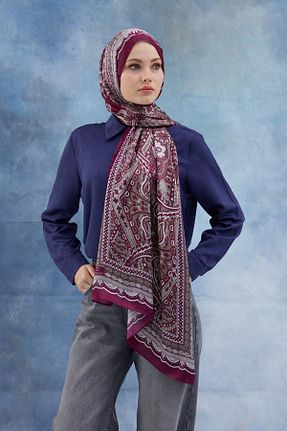 شال زرشکی زنانه پنبه پلی استر İpekhan - کد 878837596