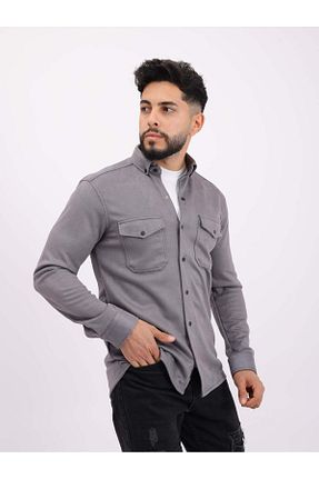 پیراهن طوسی مردانه اسلیم فیت cliento - کد 881691030