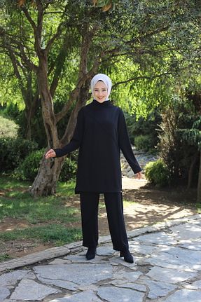 ست بالاتنه و پائین تنه مشکی زنانه بافت Pieef - کد 881690685