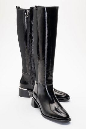 چکمه مشکی زنانه چرم خالص luvishoes - کد 881708429