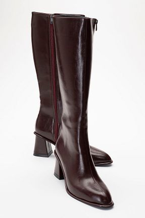 چکمه زرشکی زنانه چرم مصنوعی luvishoes - کد 881709180