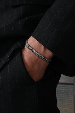 دستبند نقره مشکی مردانه 925 عیار FRNCH - کد 881748566