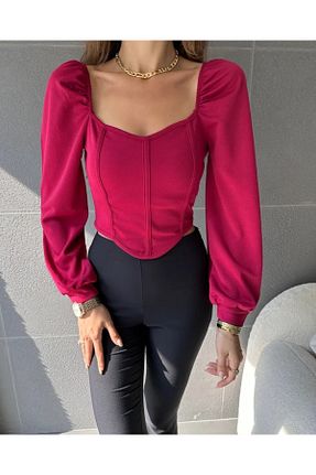 بلوز زرشکی زنانه ساده Aster İnci - کد 881743503