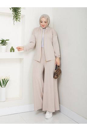 ست بالاتنه و پائین تنه بژ زنانه بافت Moda Krash - کد 881755015