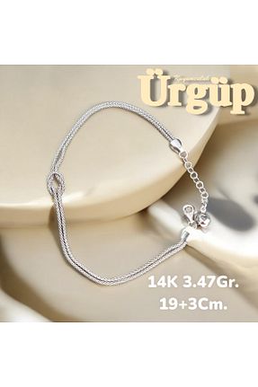 دستبند طلا سفید زنانه 14 عیار ÜRGÜP TAKI - کد 881782298