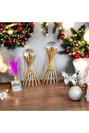 اجسام تزئینی و بیبلو طلائی فلزی Farklıevim - کد 784608105
