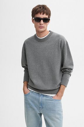 پلیور طوسی مردانه ساده Massimo Dutti - کد 881818516