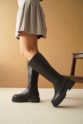چکمه مشکی زنانه چرم مصنوعی FGZY Shoes - کد 879811429
