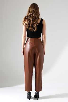 شلوار قهوه ای زنانه چرم مصنوعی Zula Moda - کد 881838309