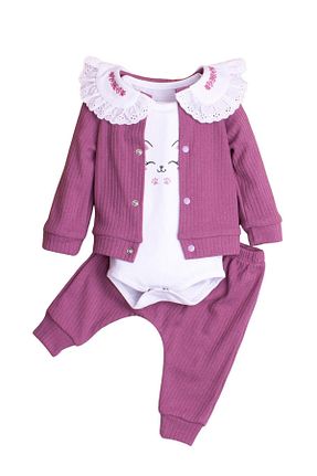 بادی و سرهمی نوزادی بنفش بچه گانه پنبه ای Chicsy Baby - کد 881860634