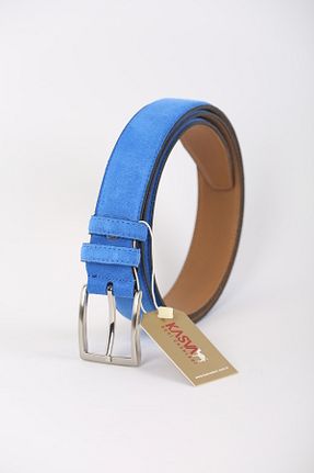 کمربند آبی زنانه چرم خالص KASVA DERİ - کد 881882134