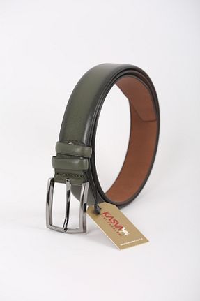کمربند سبز مردانه چرم خالص KASVA DERİ - کد 881900609