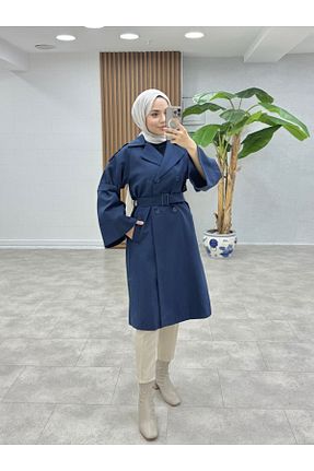 مانتو بلند سرمه ای زنانه پلی استر Butikkolik - کد 881900828