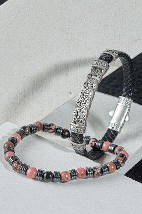 دستبند جواهر مشکی زنانه سنگ طبیعی Ssilhoutte Doğaltaş - کد 881900884