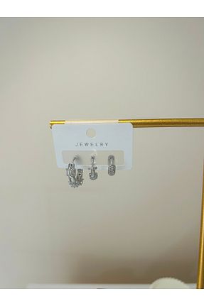 گوشواره استیل (فولاد) زنانه سنک زیرکون stainles steel - کد 881897599