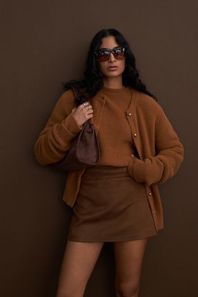 پلیور قهوه ای زنانه ساده mathilda store - کد 862116371