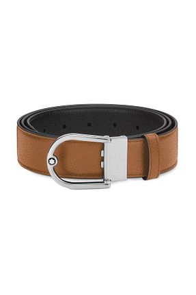 کمربند قهوه ای زنانه چرم خالص Mont Blanc - کد 854150710
