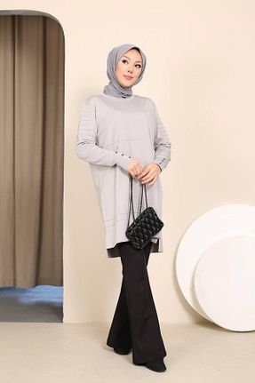 تونیک طوسی زنانه بافتنی Miraystyle - کد 881912605