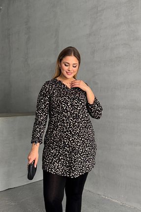 بلوز سایز بزرگ مشکی زنانه سایز بزرگ Stil Diva - کد 881915107