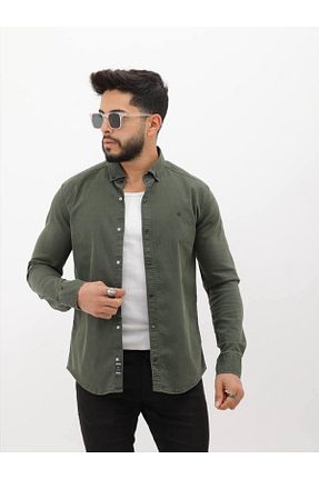 پیراهن خاکی مردانه اسلیم فیت cliento - کد 882385609