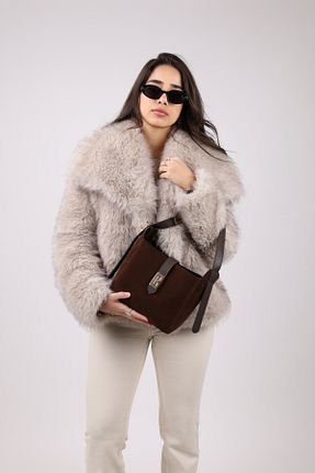 کیف دوشی قهوه ای زنانه چرم مصنوعی NOTHING - کد 881743674