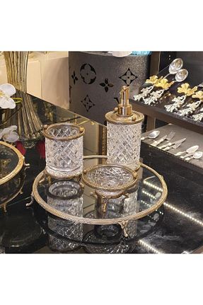 ست حمام طلائی شیشه AlyaHomeAksesuar - کد 859148646