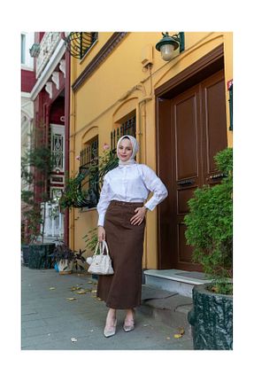 دامن حجاب قهوه ای زنانه Straight VELLICHOR - کد 634620924