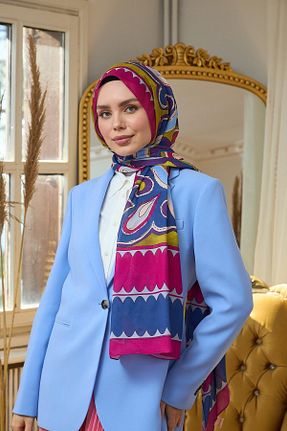 شال آبی زنانه پنبه پلی استر İpekhan - کد 832896224