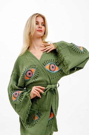 کیمونو و کافتان خاکی زنانه پنبه ای Genel Markalar - کد 882090814