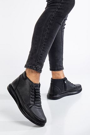 بوت / نیم بوت مشکی مردانه چرم مصنوعی MY GROSS SHOES - کد 882087830