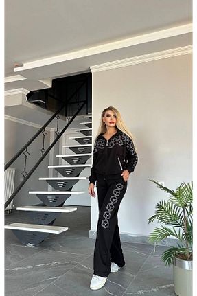 ست بالاتنه و پائین تنه مشکی زنانه بافتنی Bella Belluci - کد 882090497