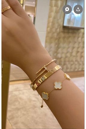 دستبند استیل (فولاد) طلائی زنانه استیل (فولاد) bellss accessory - کد 882153517