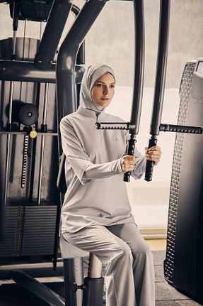 سوئیشرت حجاب طوسی زنانه مخلوط پلی استر Haşema - کد 841452100