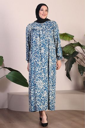 لباس سایز بزرگ آبی زنانه پارچه Ferace - کد 784190304