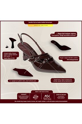 کفش استایلیتو زرشکی پاشنه نازک Güllü Shoes - کد 813955631