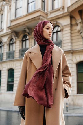 شال زرشکی زنانه پنبه ای Armine - کد 887352426
