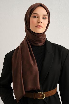 شال قهوه ای زنانه ابریشم Armine - کد 882277827