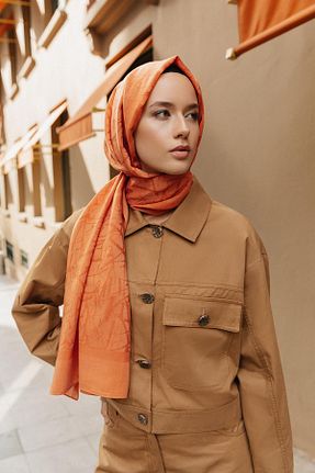 شال نارنجی زنانه پنبه ای Armine - کد 882856491