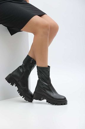 بوت / نیم بوت مشکی زنانه چرم مصنوعی CICIKIZ - کد 882184649