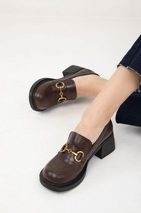 کفش پاشنه بلند کلاسیک قهوه ای زنانه پارچه SOHO - کد 877585989