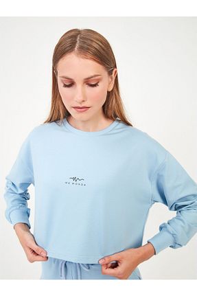 سوئیشرت آبی زنانه چاپی WEWON STYLE - کد 133196668